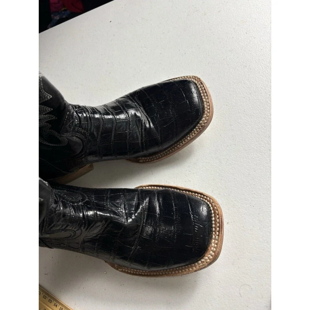 Potrero Boots Men's Coco Belly Black Square Toe Boots SZ 8.5